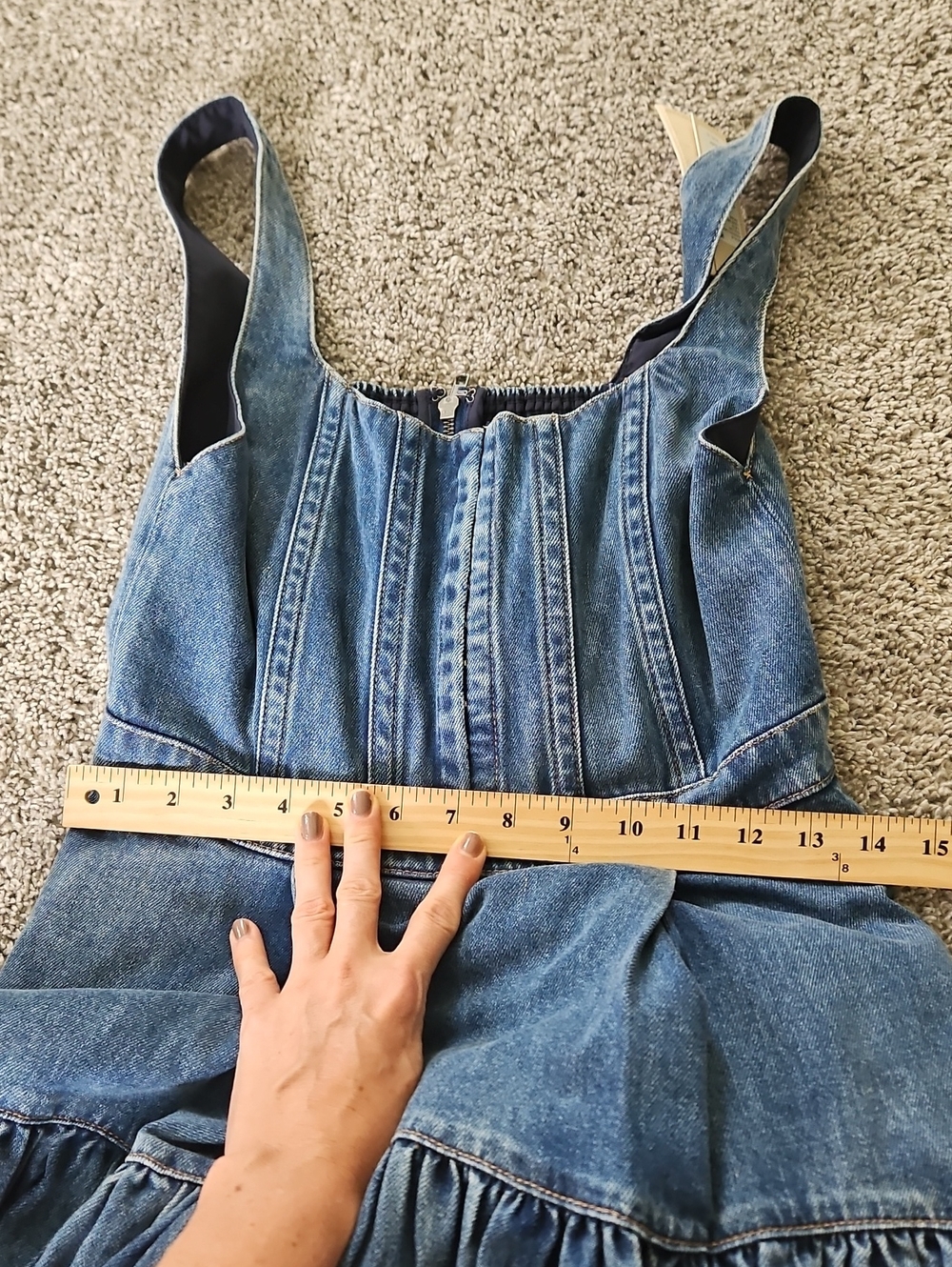 Nwt Alice + Olivia Light Blue Denim Midi Dress 6 - Picture 8 of 15